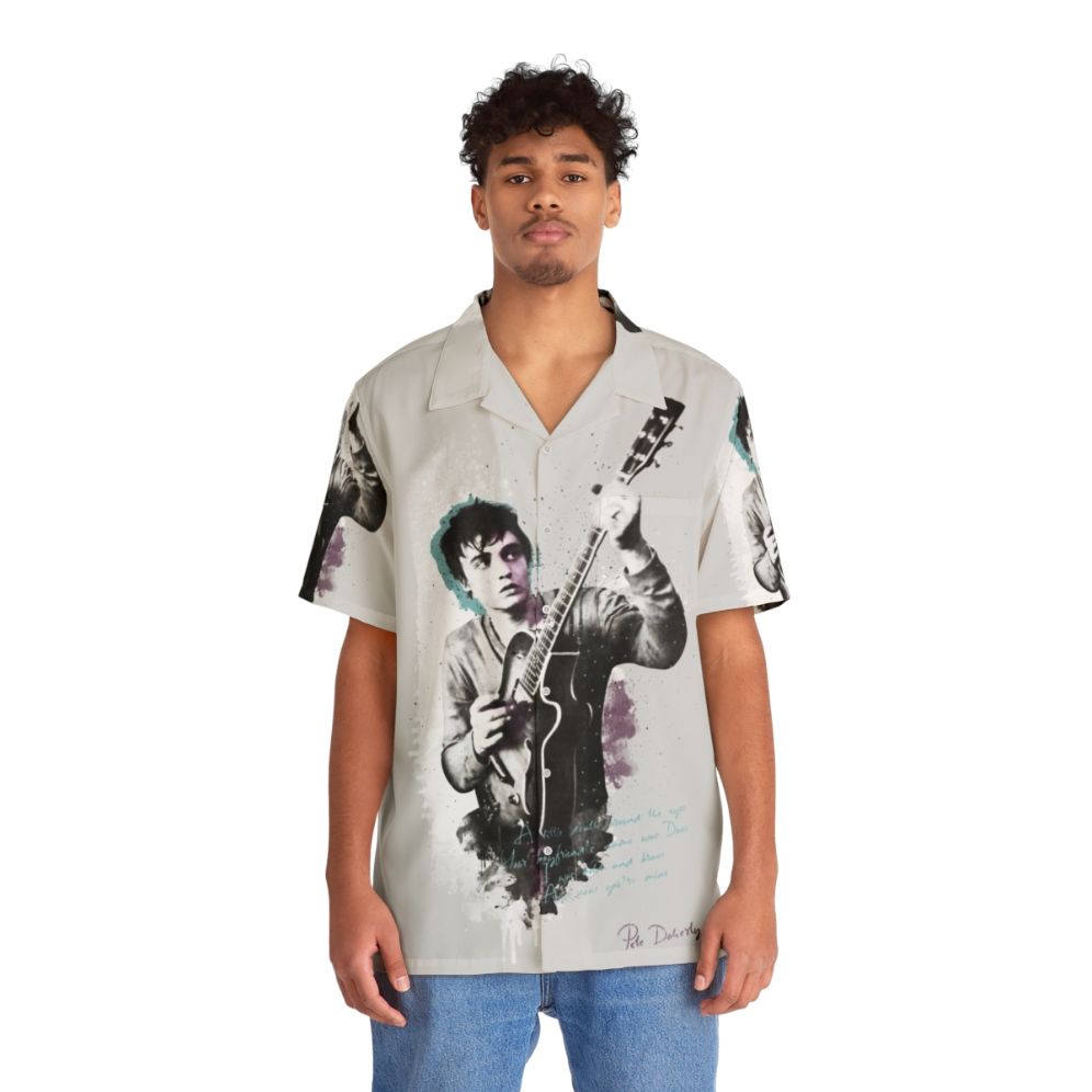 Pete Doherty Inspired Hawaiian Shirt with Musician Portrait - People Front