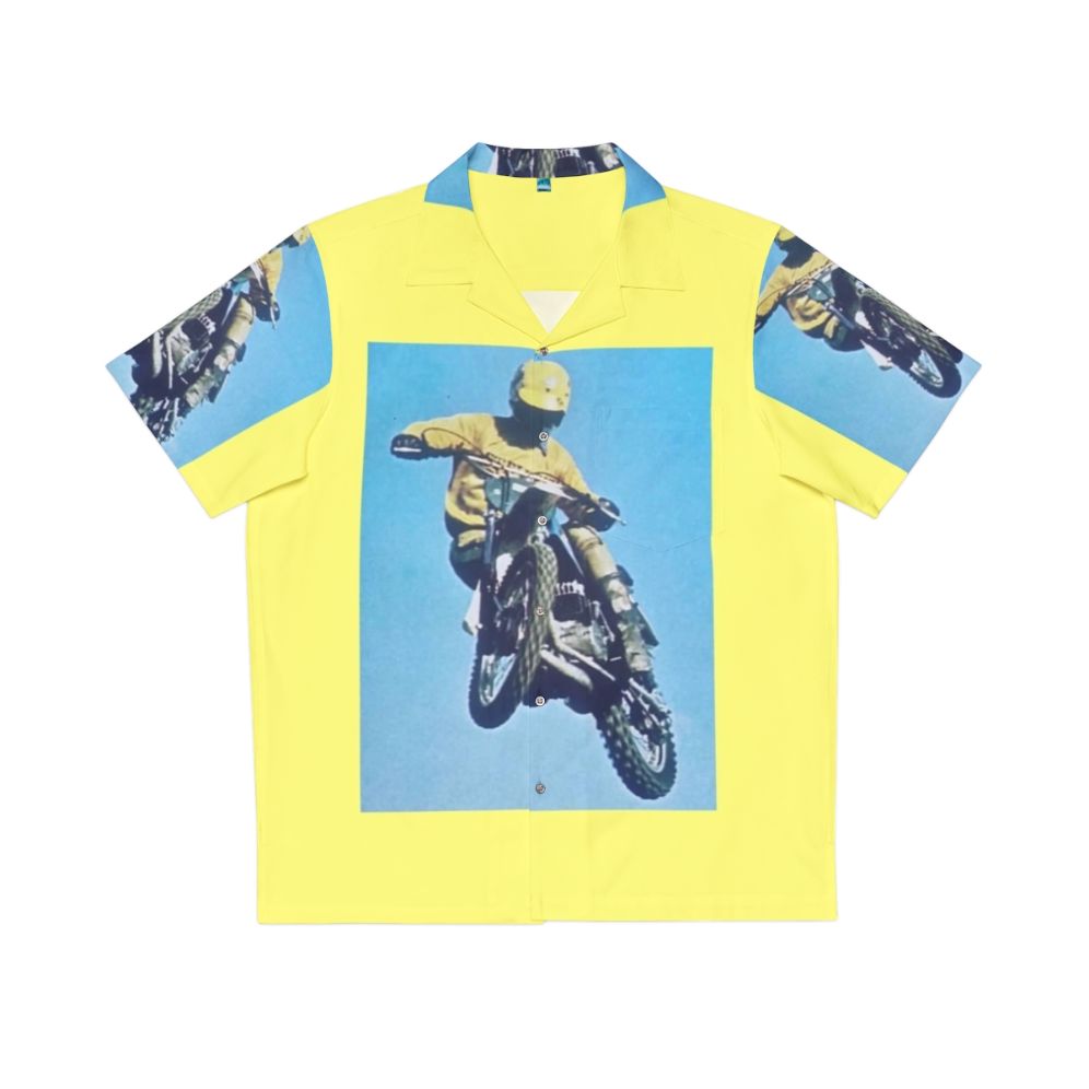 Vintage Motocross Hawaiian Shirt with Dirt Bike and Rider Jumping