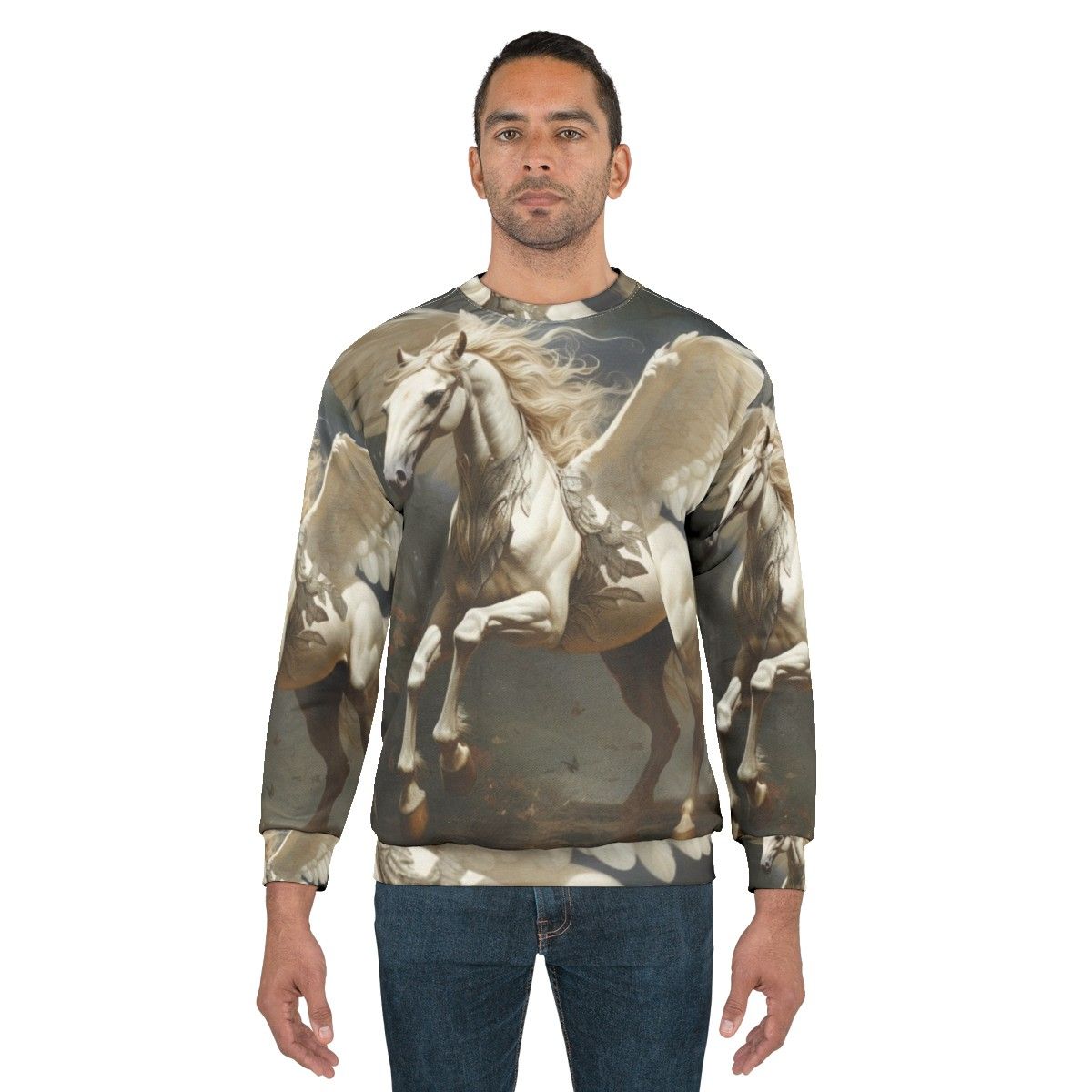 Mythical Pegasus Sweatshirt featuring a legendary horse with wings - men