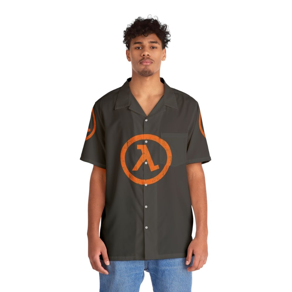 Half Life Lambda Symbol Hawaiian Shirt - People Front