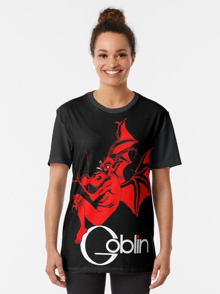 Goblin graphic t-shirt with a spooky and stylish design - Women