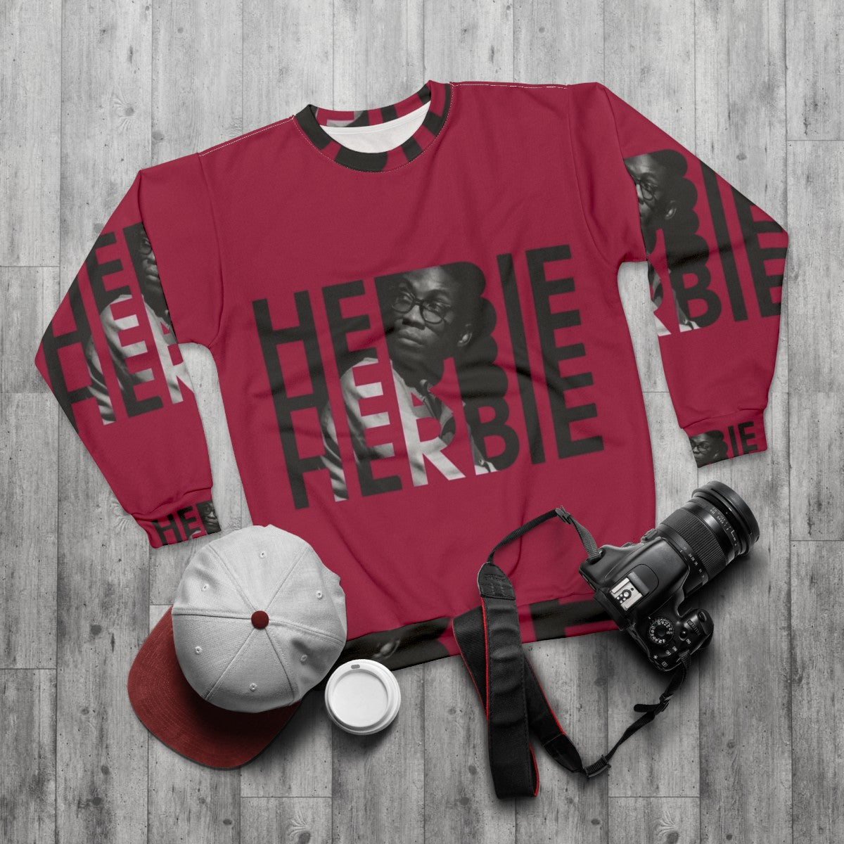 Herbie Hancock Jazz Piano Musician Sweatshirt - flat lay