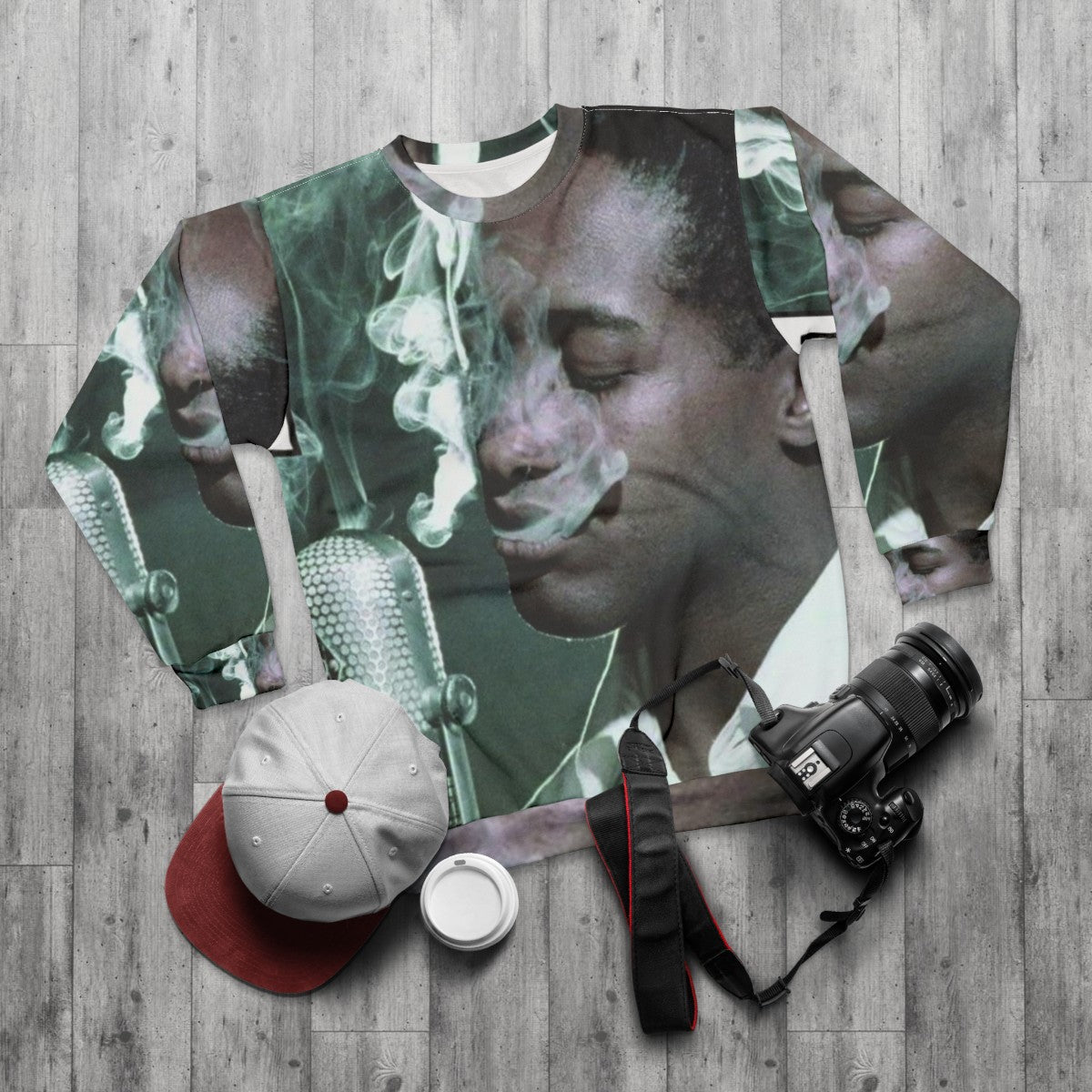 Sam Cooke classic album sweatshirt featuring soul music artwork - flat lay