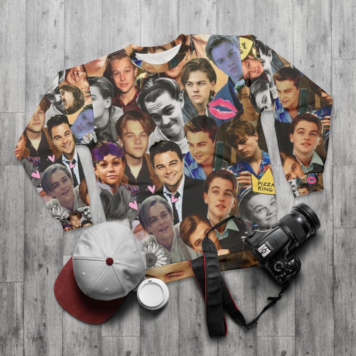 Leonardo DiCaprio Collage Sweatshirt - flat lay