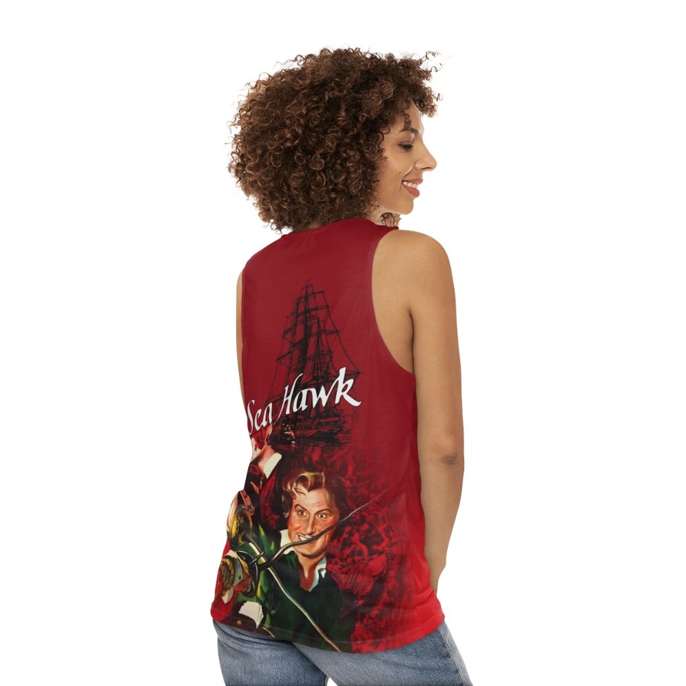 Unisex tank top with pirate-inspired design - women back