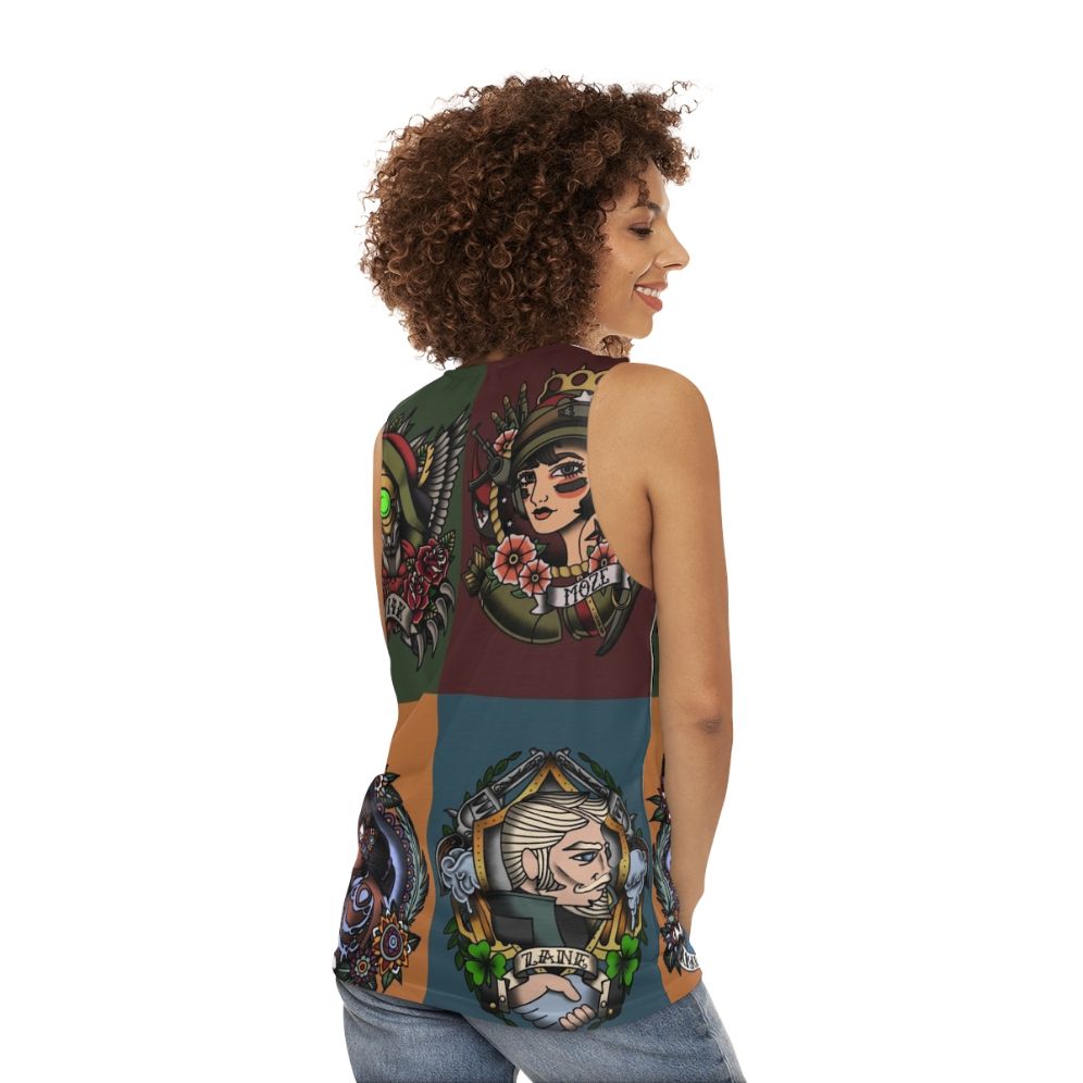 Borderlands 3 Vintage Tattoo Style Unisex Tank Top - women back