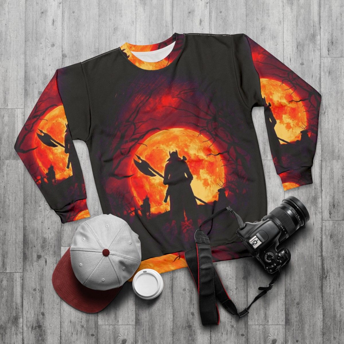 Bloodborne Blood Moon Sweatshirt - flat lay