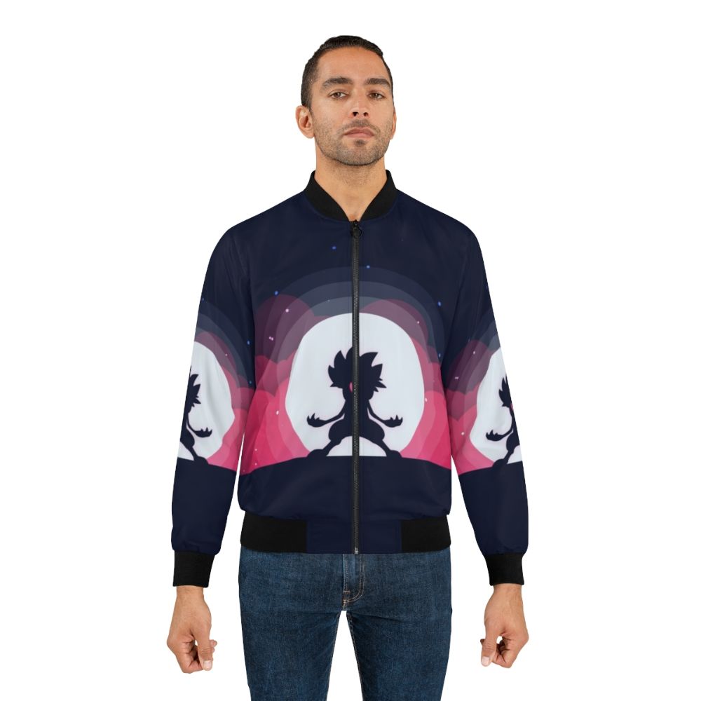 Lycanroc Pokemon Bomber Jacket with Flat Moon Design - Lifestyle