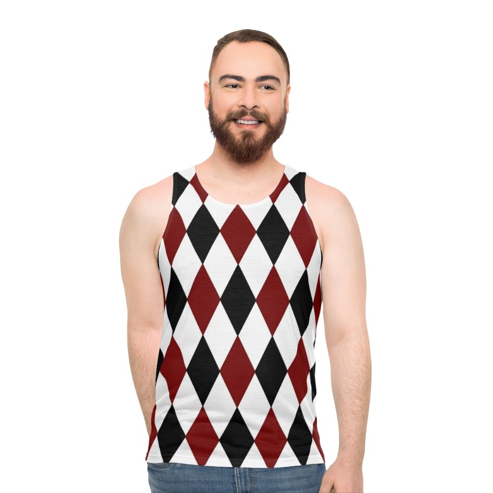 Unisex harlequin diamond pattern tank top - men