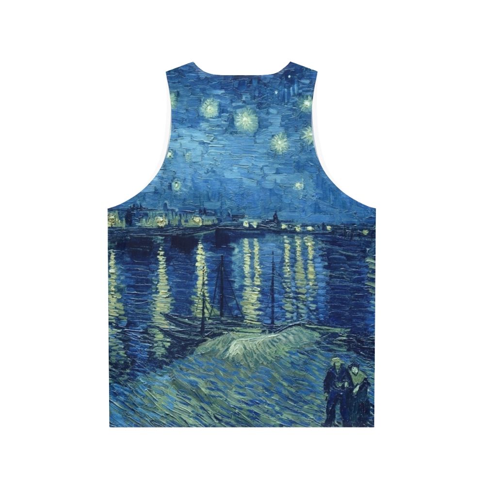 Unisex tank top featuring Van Gogh's Starry Night Over The Rhone painting - Back