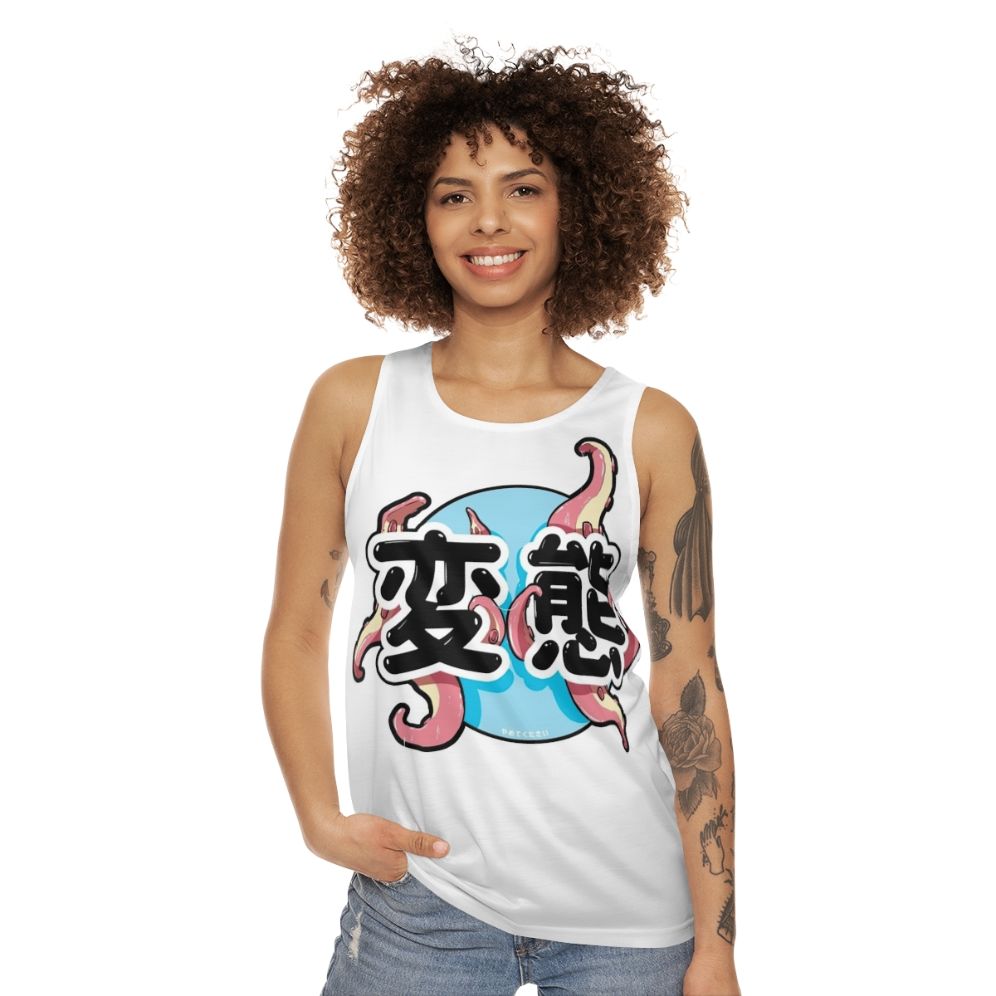 Unisex tank top with a colorful tentacle print design - women