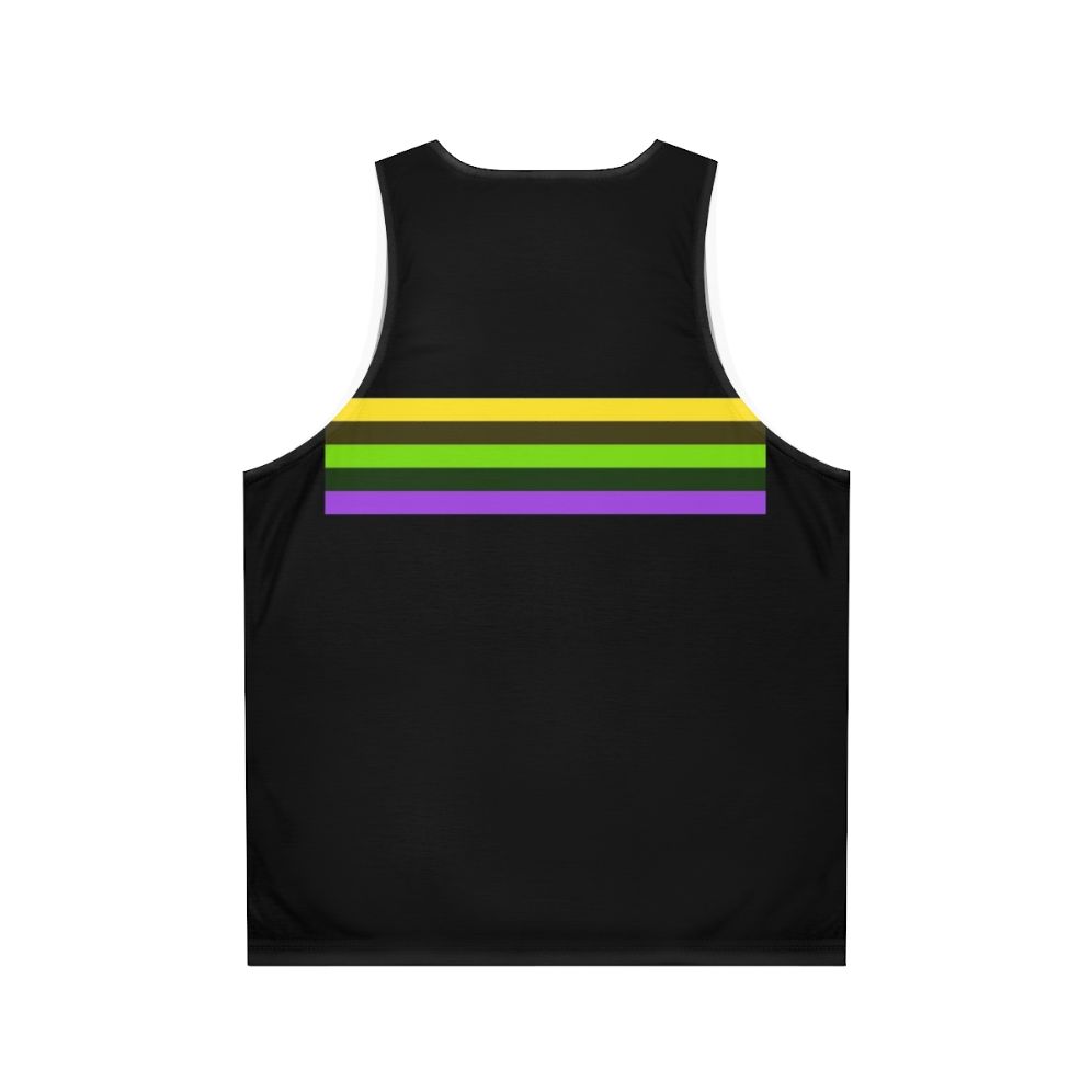 Unisex striped tank top with cat walk model design - Back