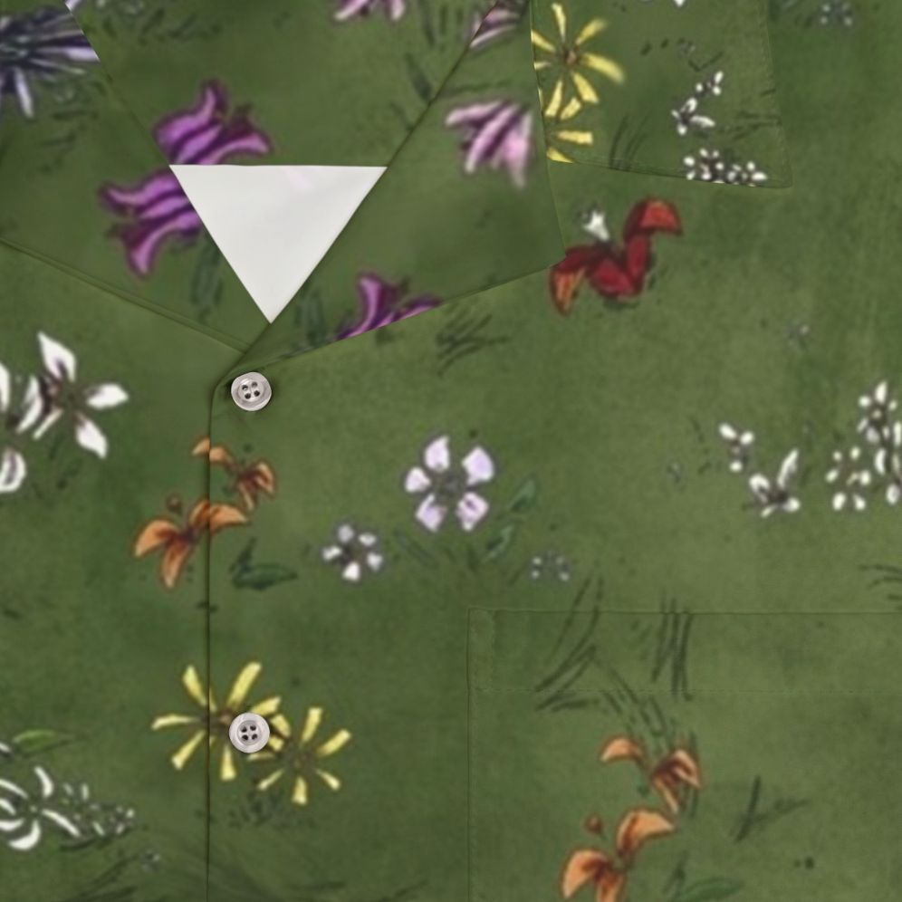 Don't Starve Flower Field Tiled Hawaiian Shirt - Detail