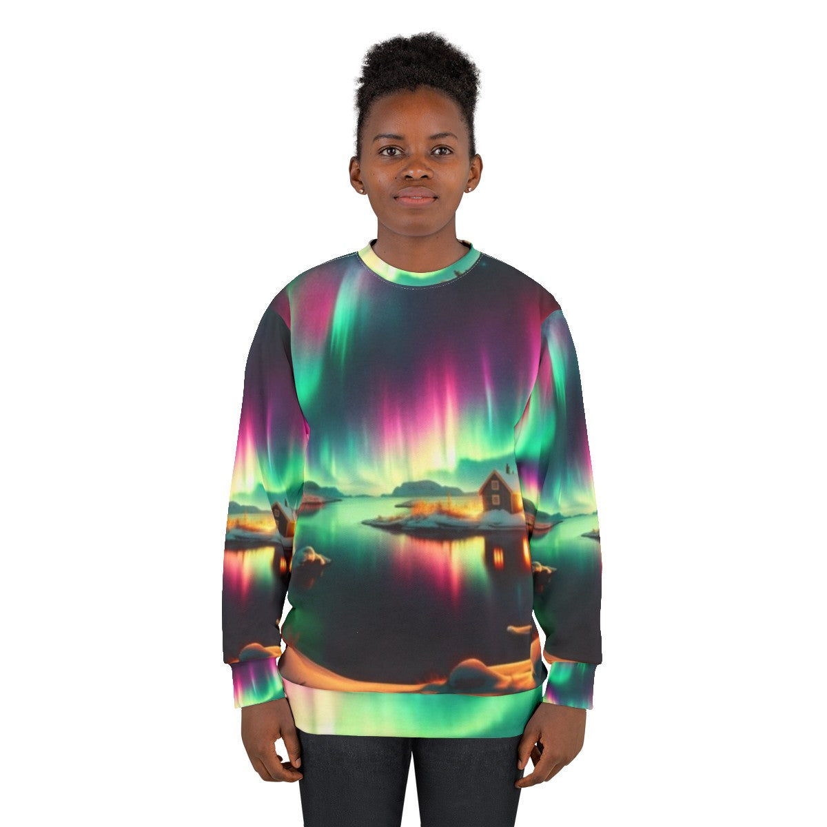 Northern Lights Aurora Borealis Sweatshirt - women