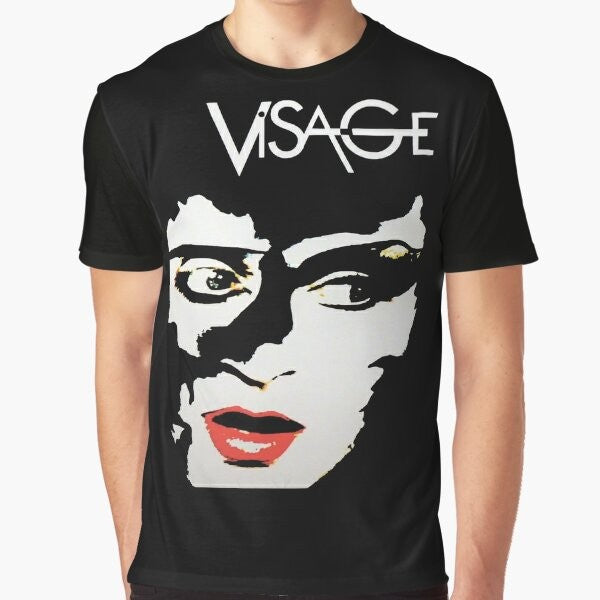 Visage Graphic T-Shirt featuring a new wave synth pop design