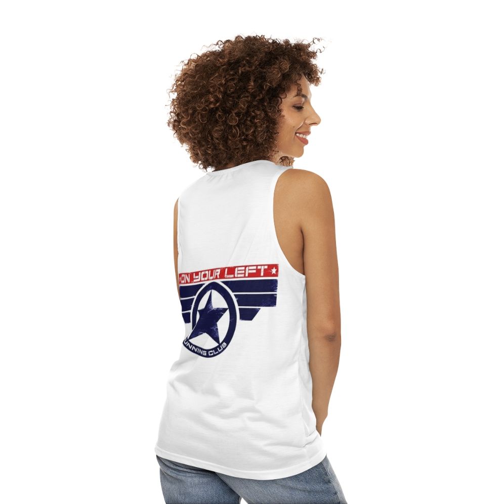 Marvel-inspired unisex tank top for fitness and running - women back