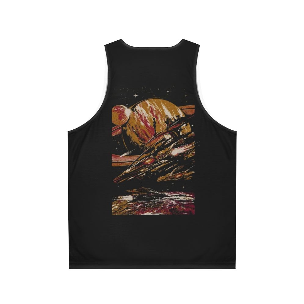 Futuristic sci-fi unisex tank top with space-themed graphics - Back