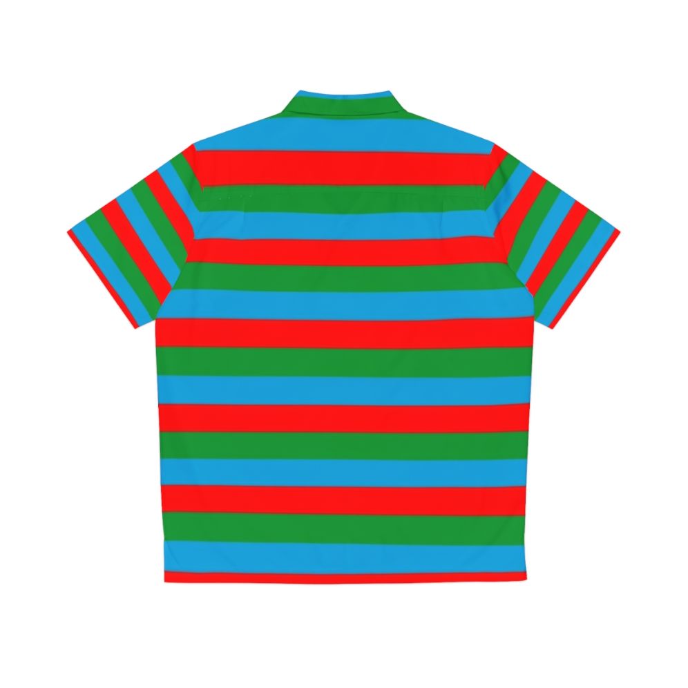 Azerbaijan flag stripes design on a Hawaiian-style shirt - Back