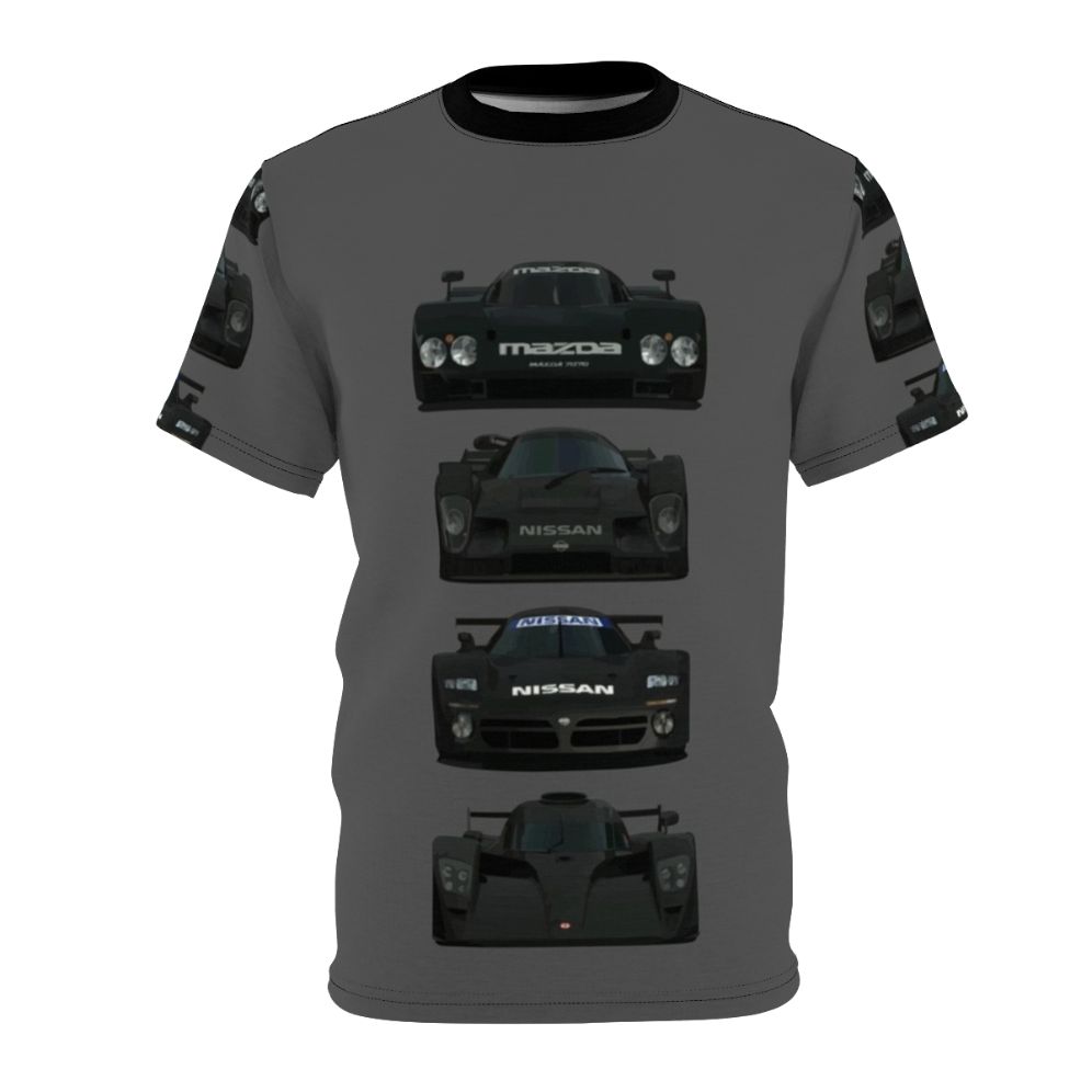 Stylized T-shirt design featuring elements from the Gran Turismo racing game series