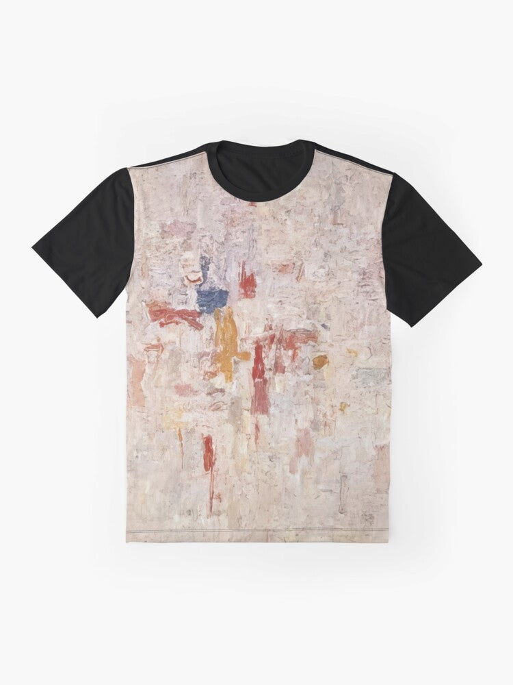 Philip Guston abstract expressionist painting "Painting No. 9 1952" printed on a graphic t-shirt - Flat lay