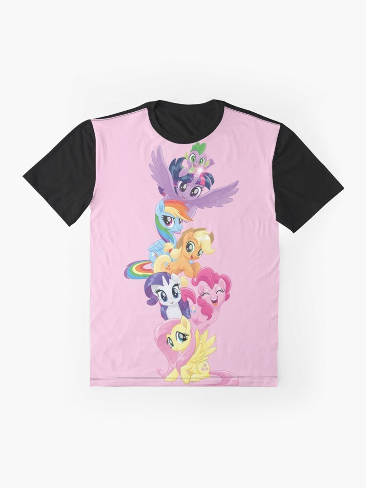 Vibrant graphic t-shirt featuring the beloved characters from My Little Pony - Flat lay