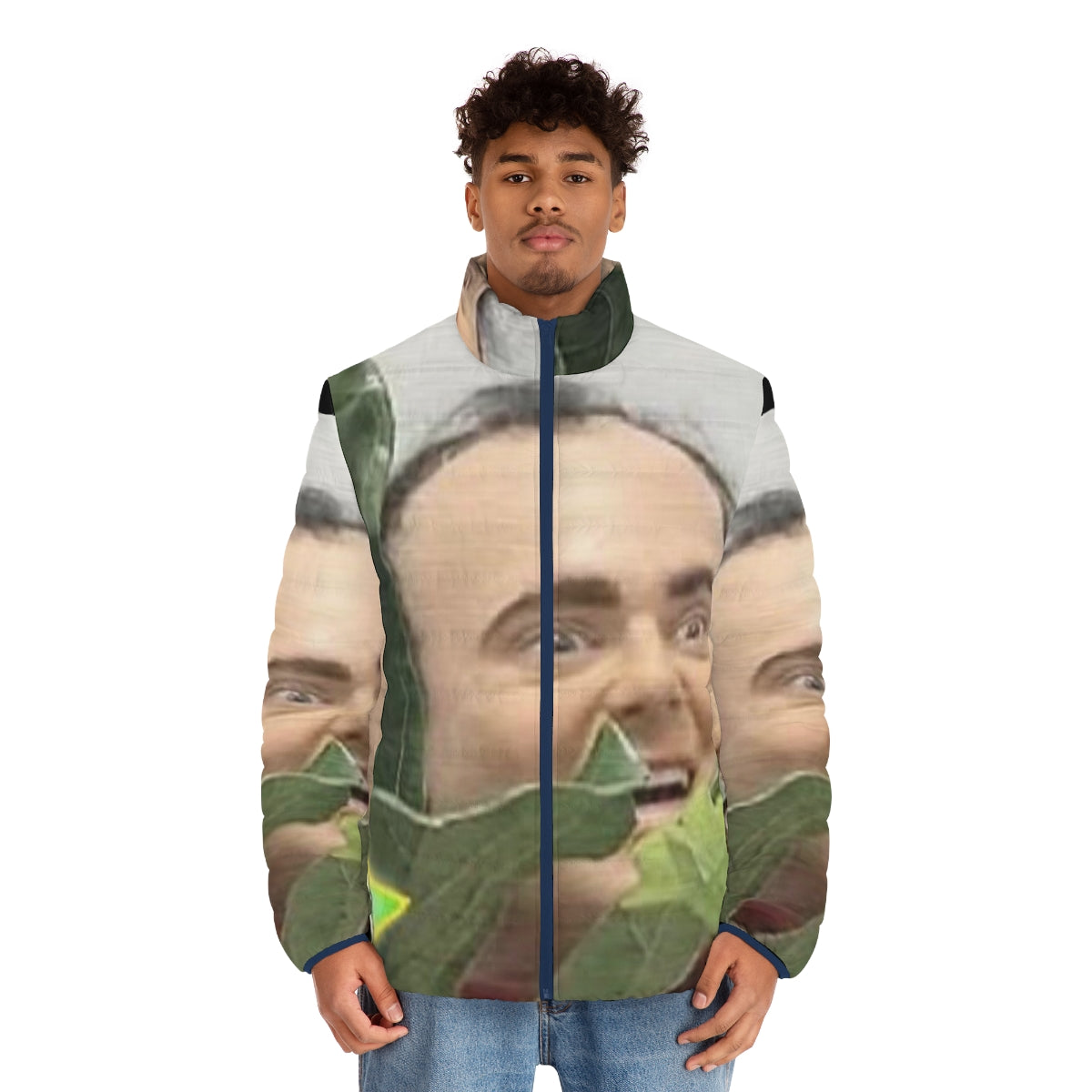 Spagett-inspired puffer jacket with a spooky design - men front