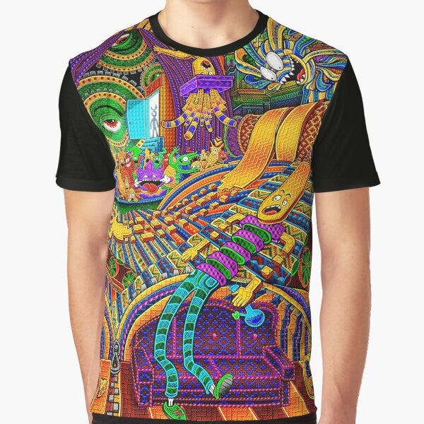 Psychedelic and trippy graphic t-shirt with visionary art and spiritual design.