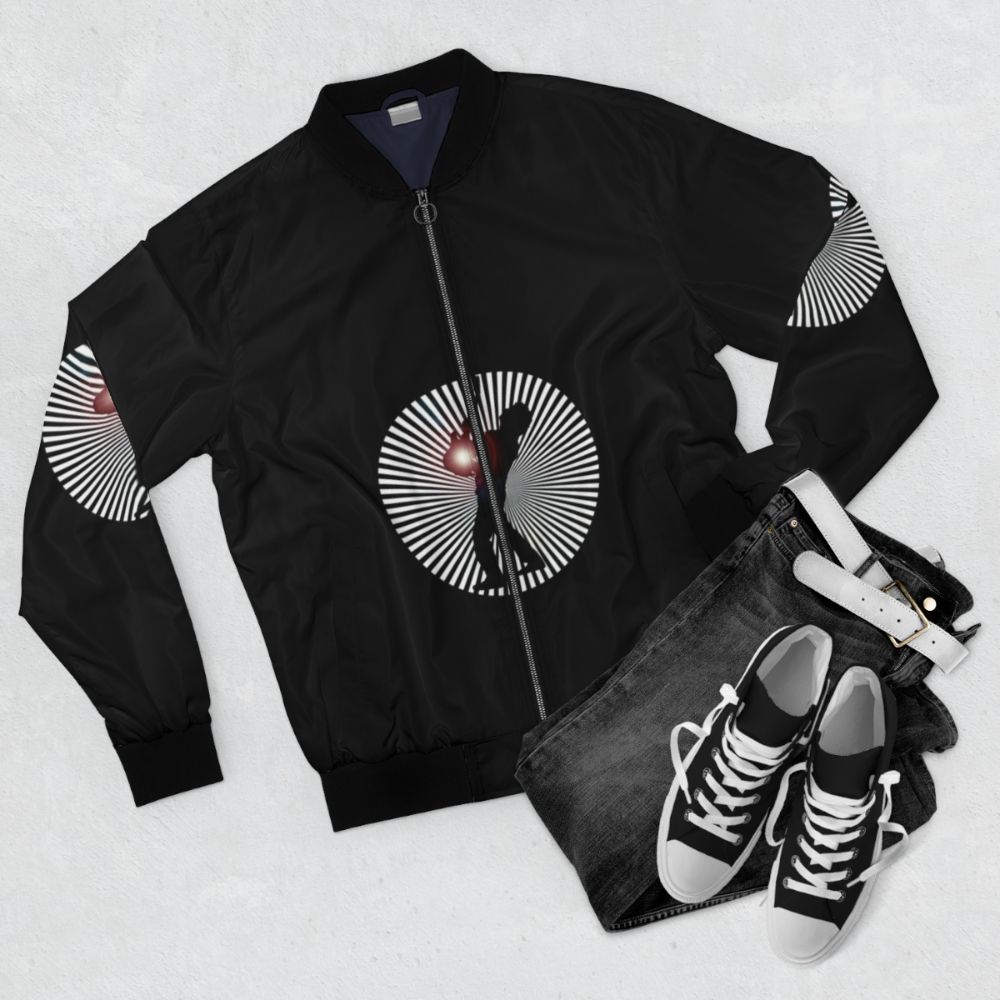 Gustavo Cerati tribute bomber jacket featuring his iconic music style - Flat lay