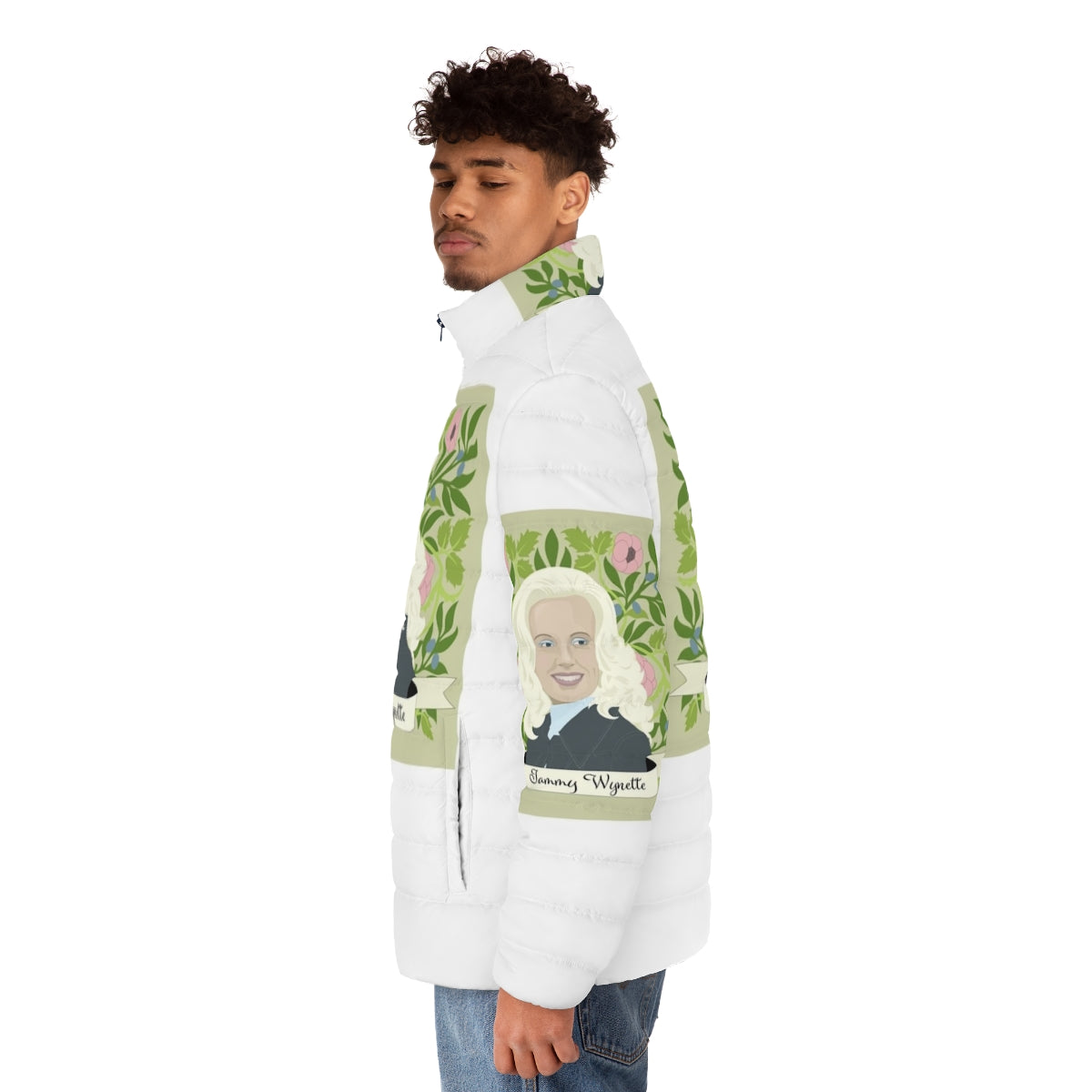 Tammy Wynette inspired floral puffer jacket - men side left