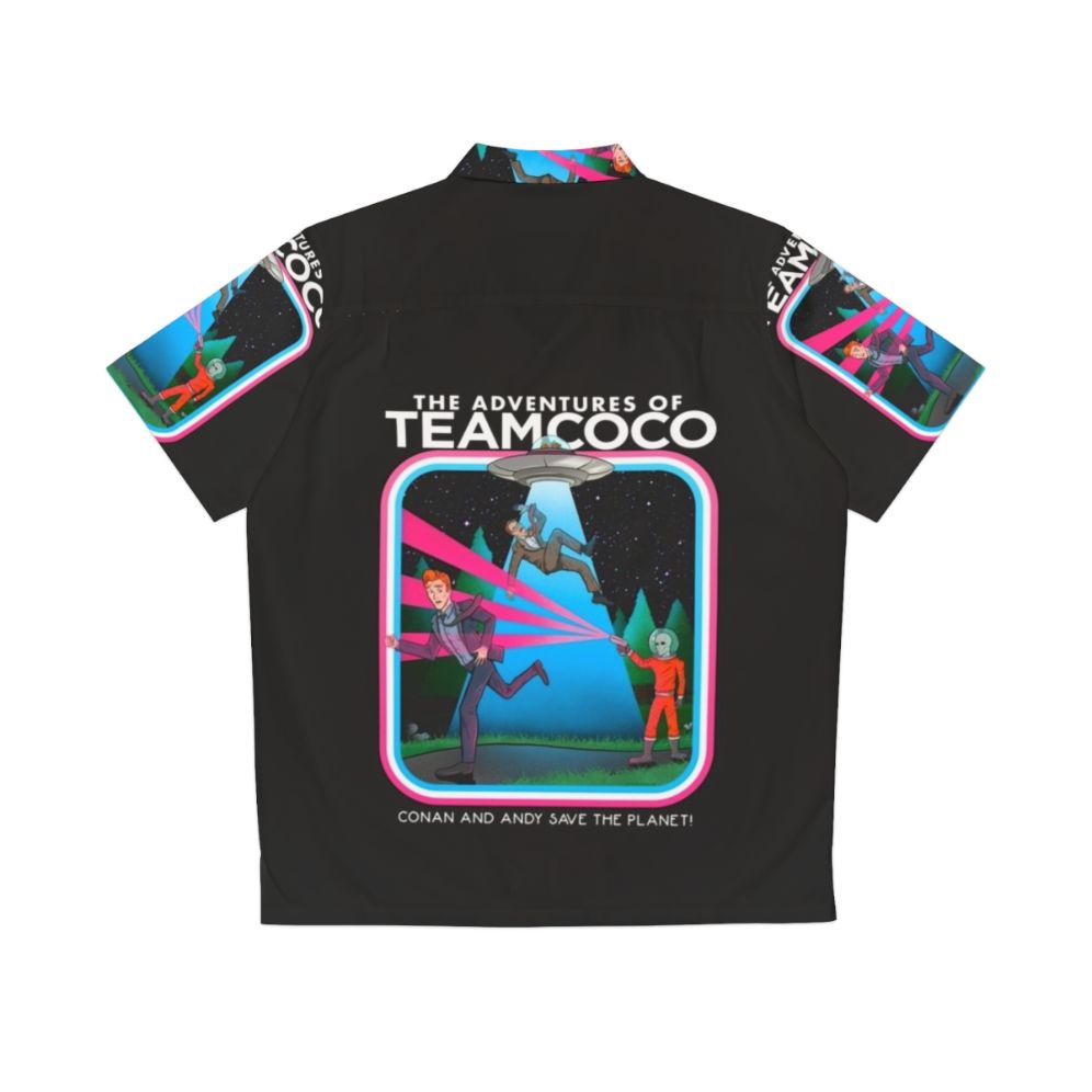 Team Coco Hawaiian Shirt with Funny Alien and UFO Abduction Graphic - Back