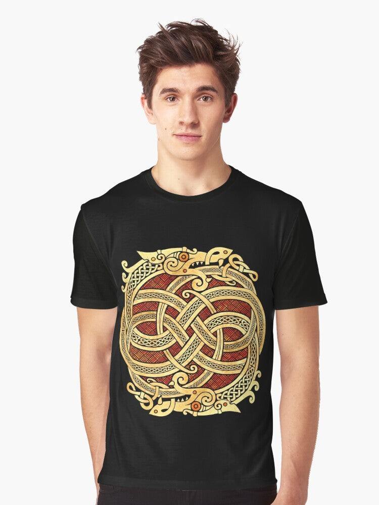 A Celtic dragon design featuring intricate Celtic knot patterns and mythical dragon imagery. - Men