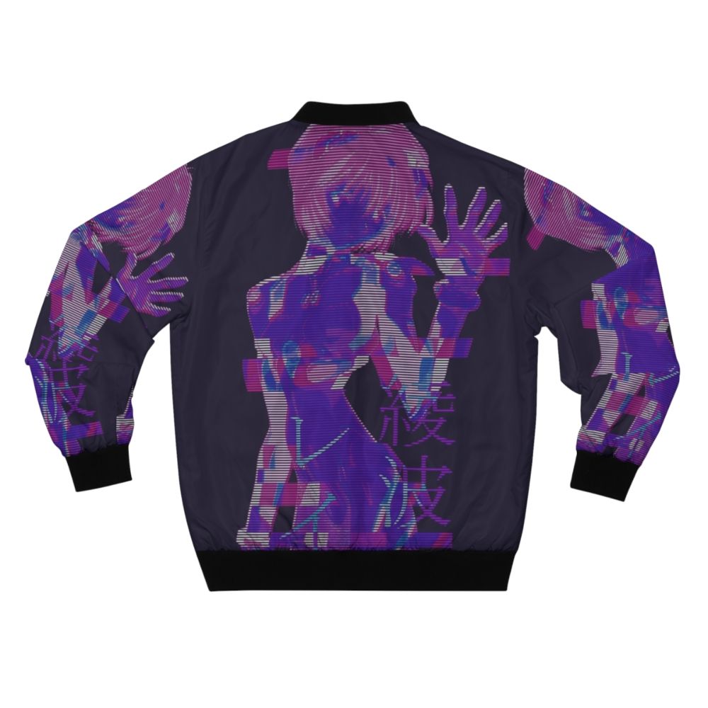 Vaporwave inspired bomber jacket featuring anime character Rei Ayanami from Neon Genesis Evangelion - Back