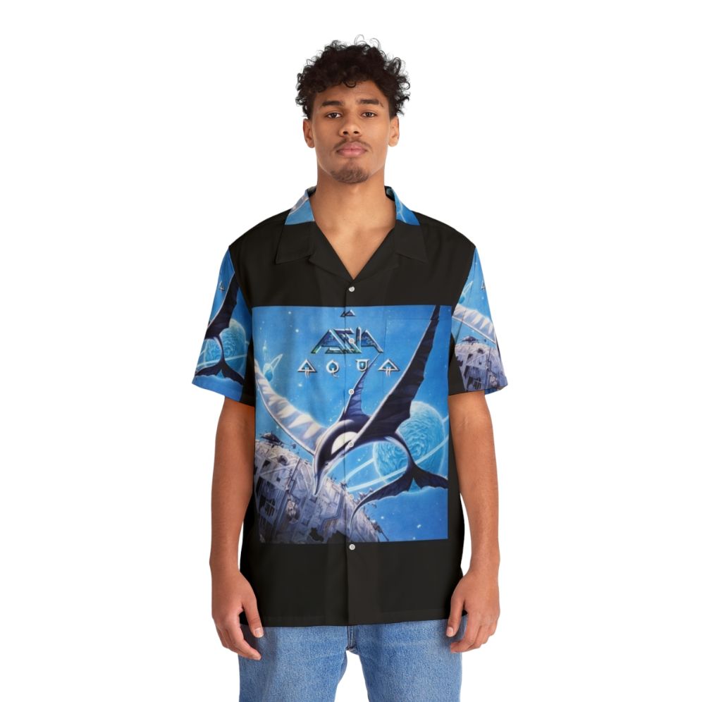 Asia Aqua Hawaiian Shirt with Vibrant Tropical Print - Lifestyle