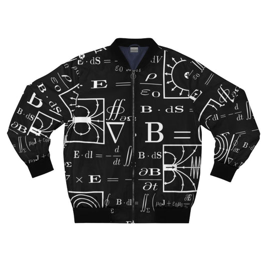 Maxwell's Equations Bomber Jacket featuring visual representations of the fundamental laws of electromagnetism