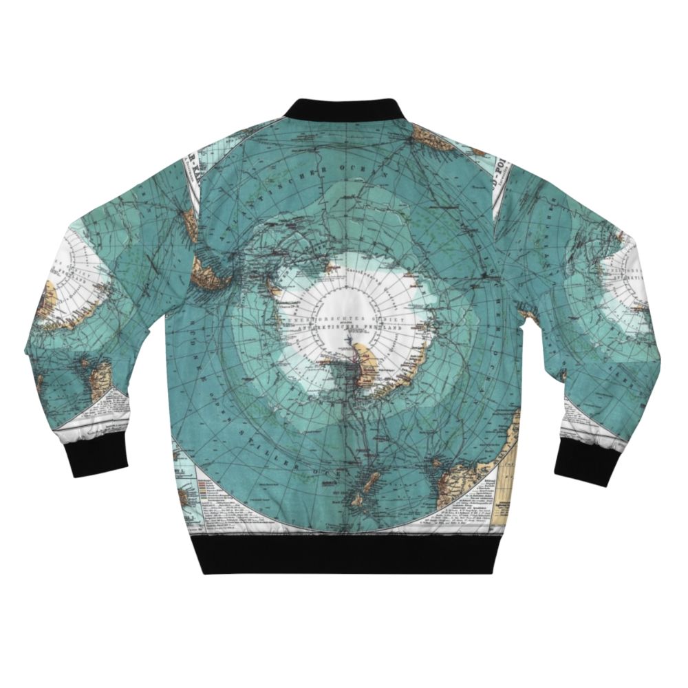 Vintage Antarctica map printed on a classic bomber jacket - Back