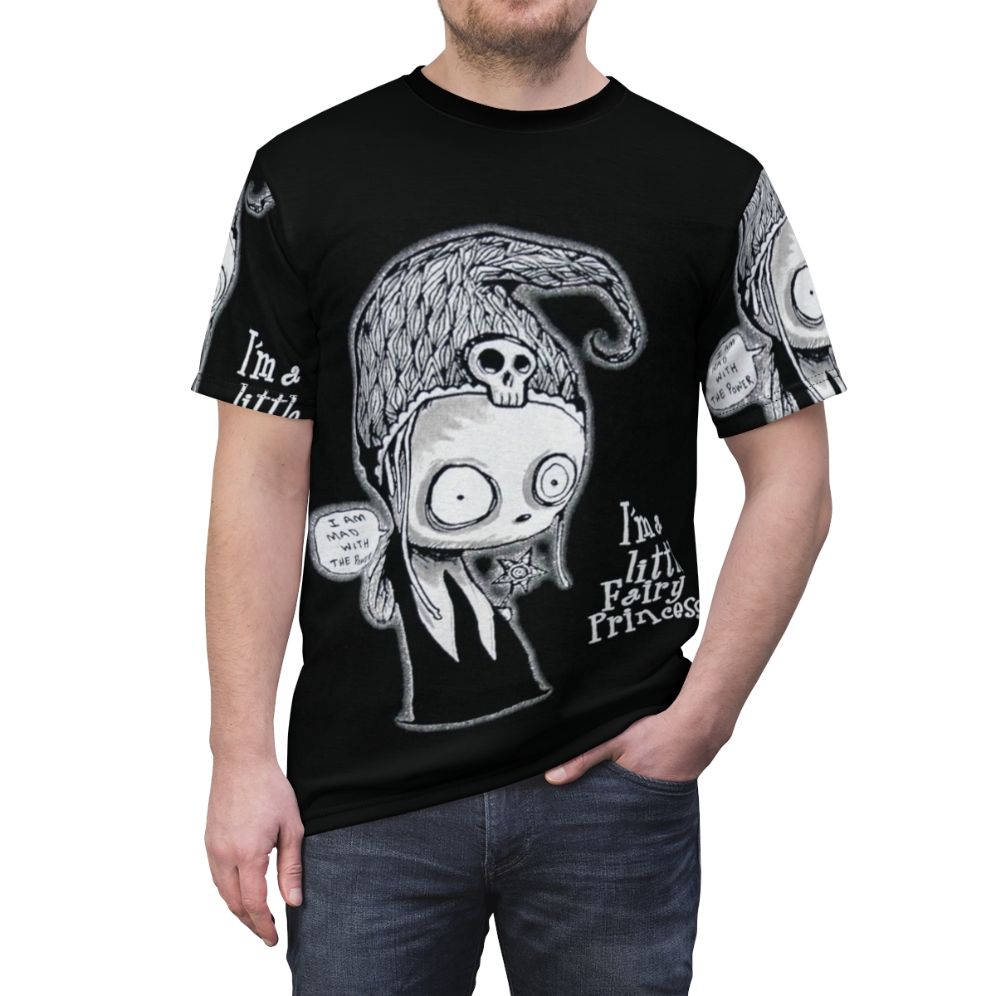 A t-shirt featuring a haunting, gothic design inspired by the character Lenore from Edgar Allan Poe's poetry. - men front