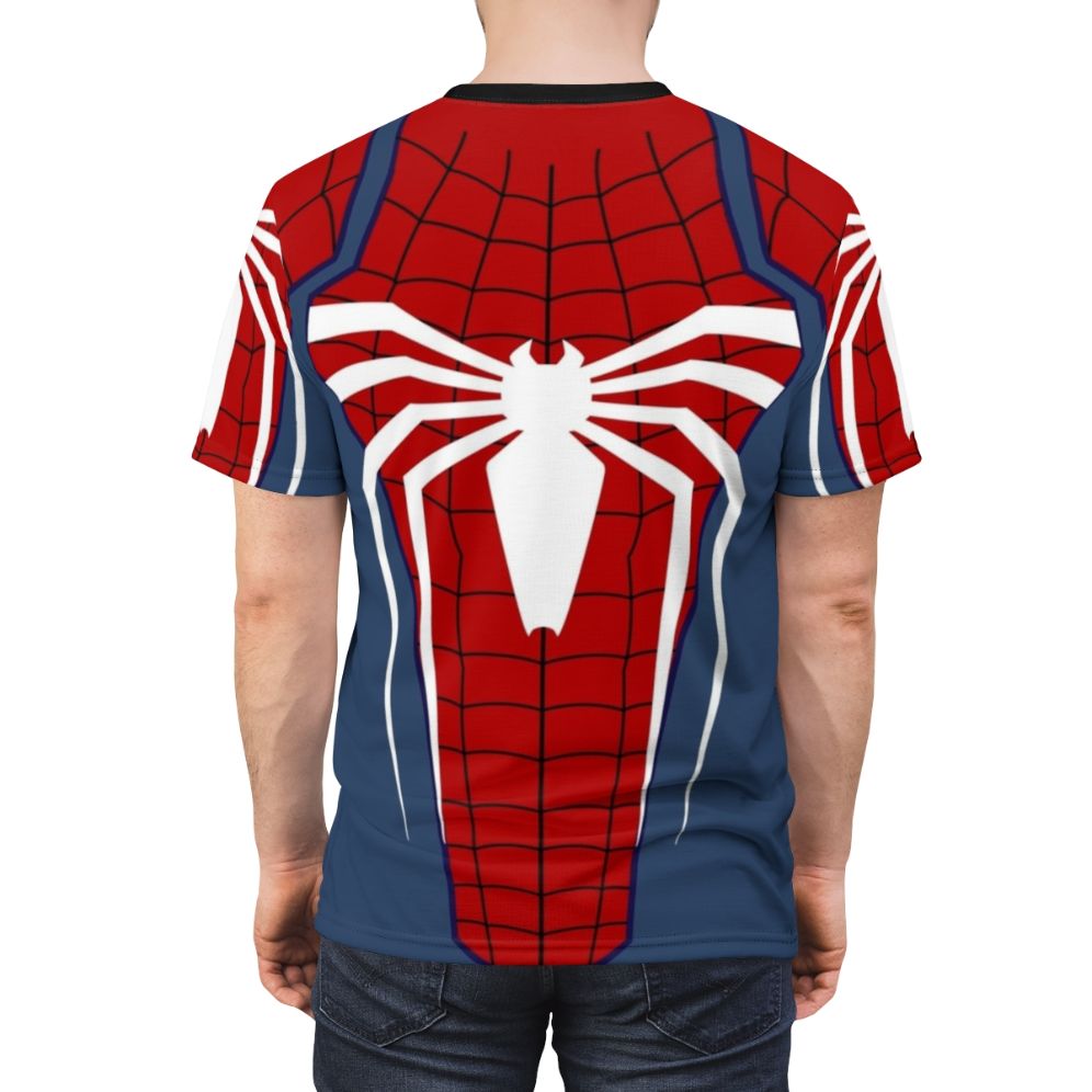 White T-shirt featuring a spider-inspired graphic design for Spider-Man fans - men back