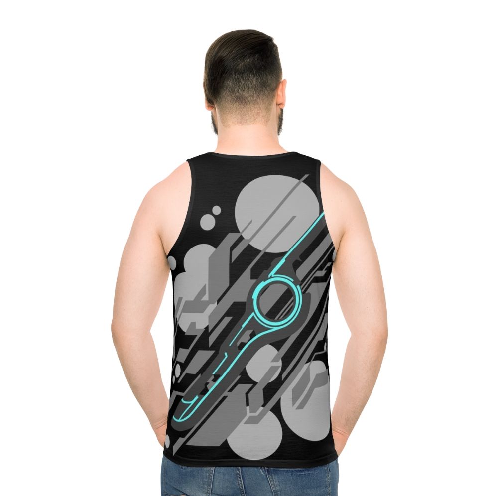 Xenoblade Chronicles abstract grey unisex tank top - men back