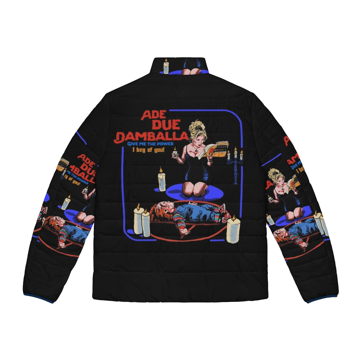 Ade Due Damballa Puffer Jacket featuring Chucky and Tiffany from the Bride of Chucky movie - Back