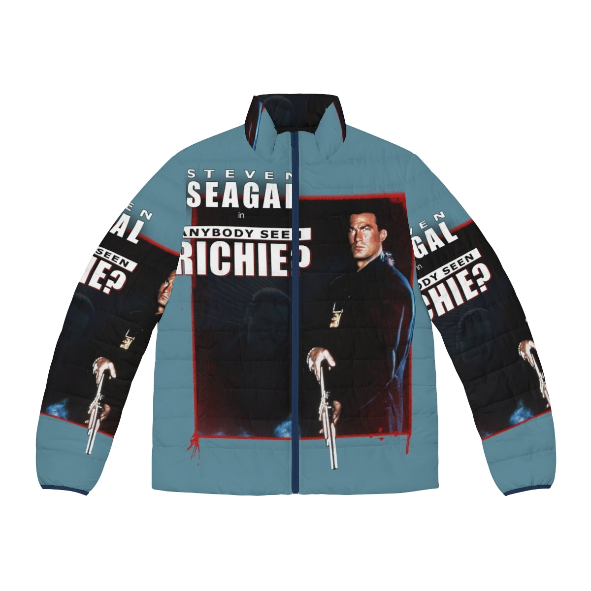 Steven Seagal as Casey Ryback in "Out For Justice" wearing a puffer jacket