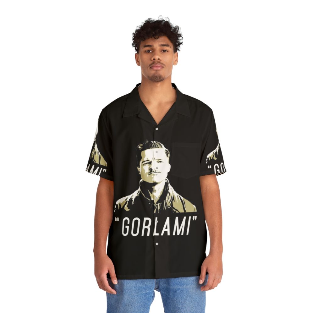 Gorlami Hawaiian Shirt featuring Brad Pitt's character from Inglorious Basterds - People Front