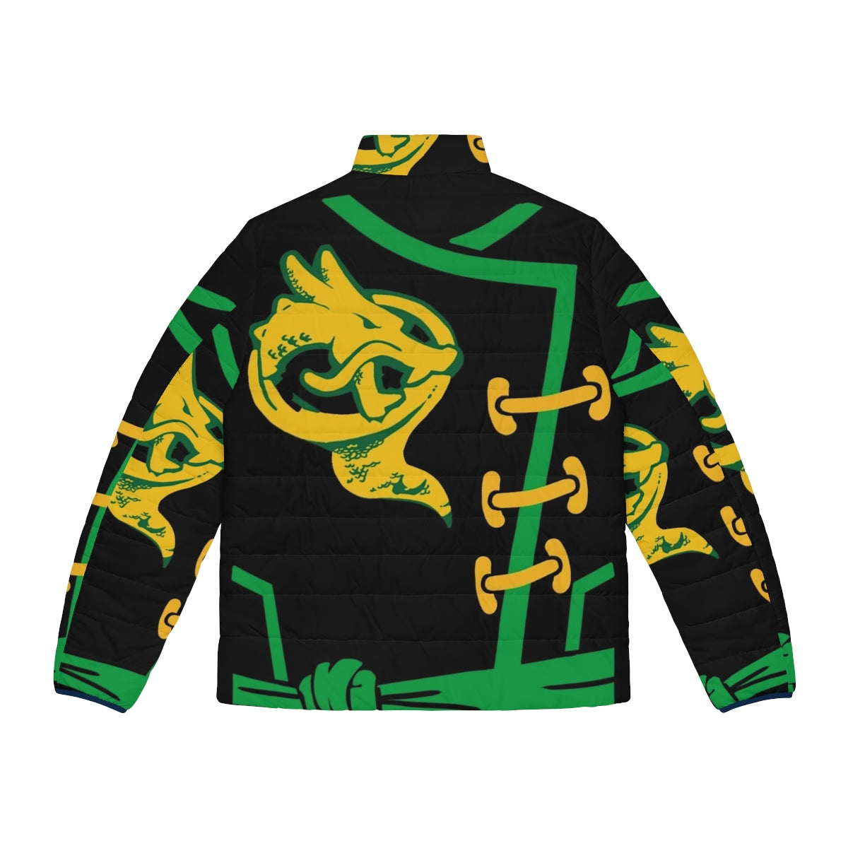 A puffer jacket with the Lloyd Garmadon design from the Ninjago series. - Back