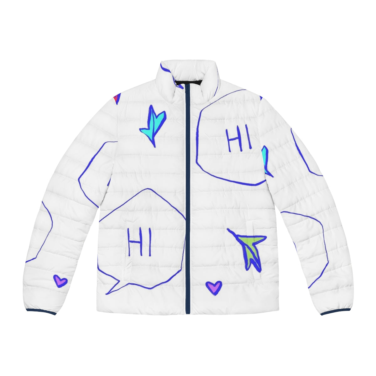 Heartstopper Hi Quote Puffer Jacket with Cute Fanart Design