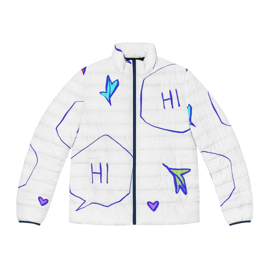 Heartstopper Hi Quote Puffer Jacket with Cute Fanart Design