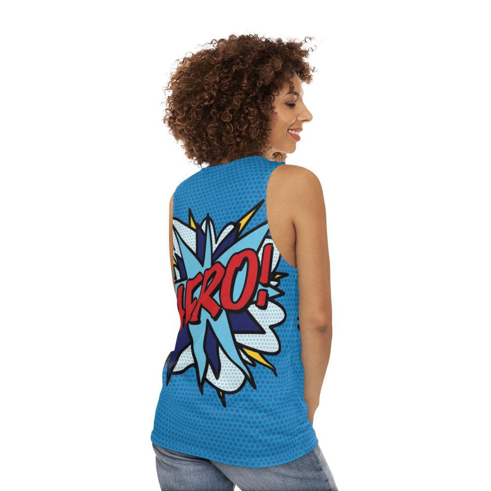 Retro hero comic book pop art unisex tank top - women back