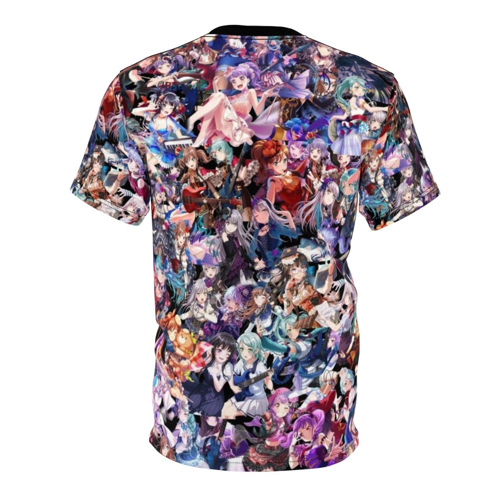 Anime-style illustration of the Roselia band from the Bang Dream franchise on a t-shirt - Back