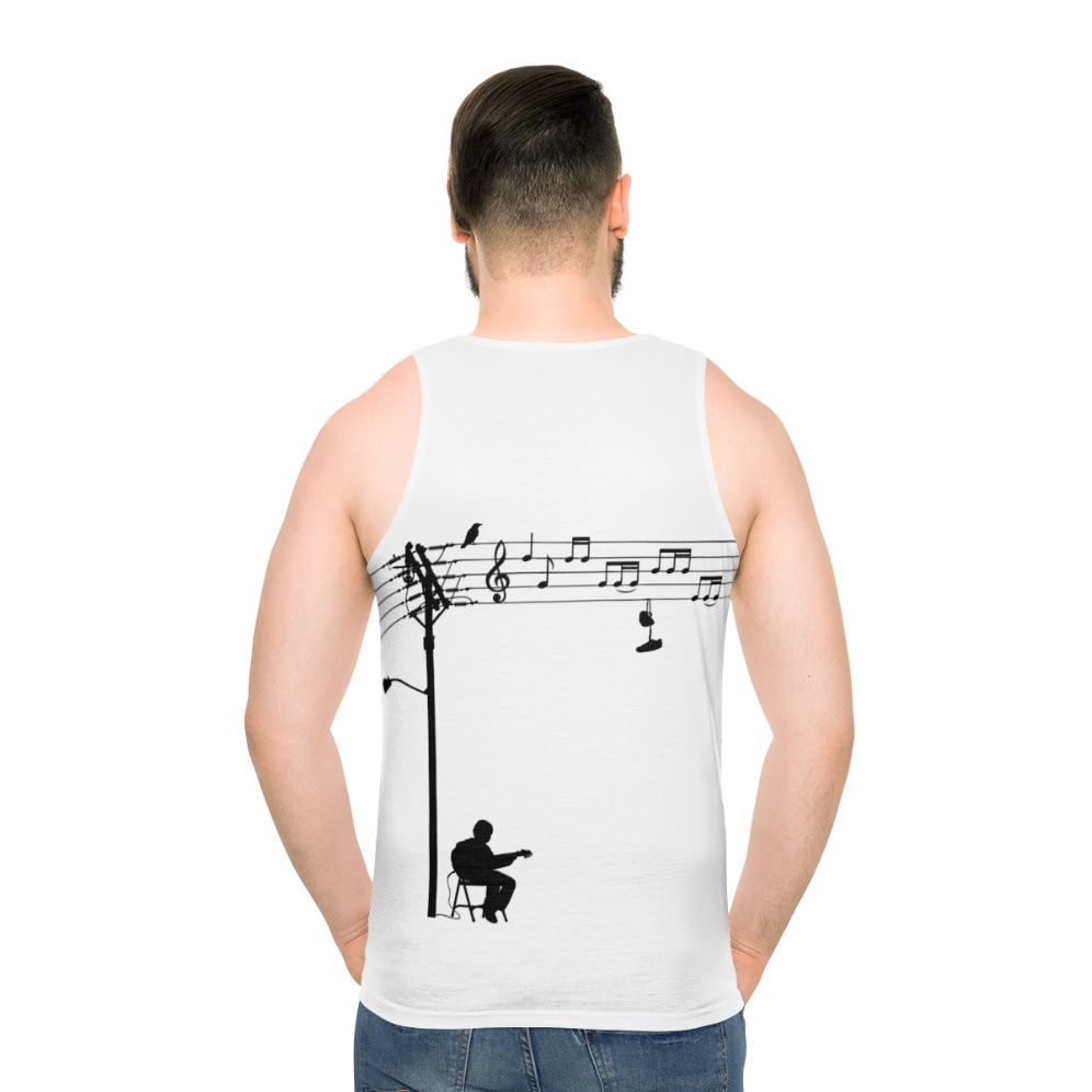 Retro unisex tank top with a funky music-inspired design - men back