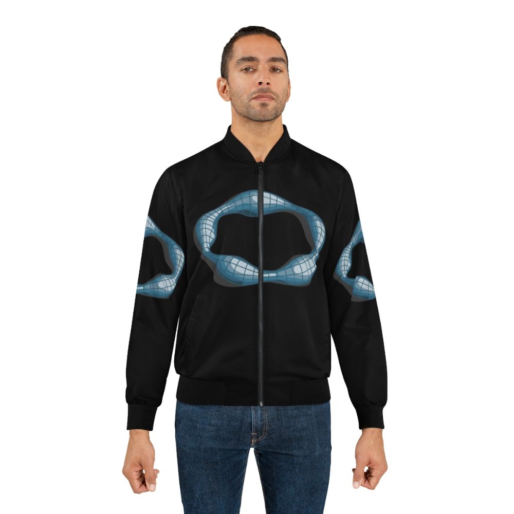 Black bomber jacket with the International High IQ Society logo for intellectually gifted individuals. - Lifestyle