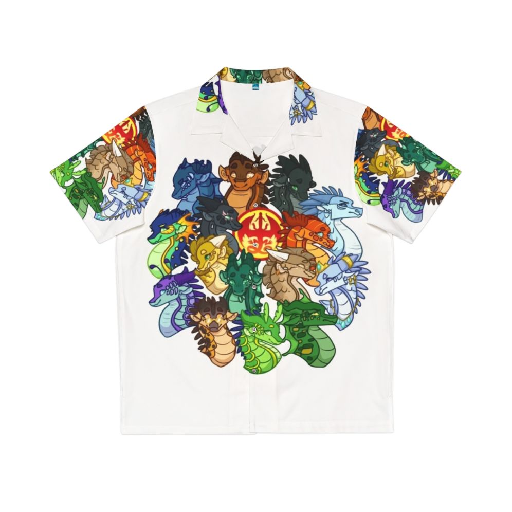 Wings of Fire themed Hawaiian shirt with dragons and characters