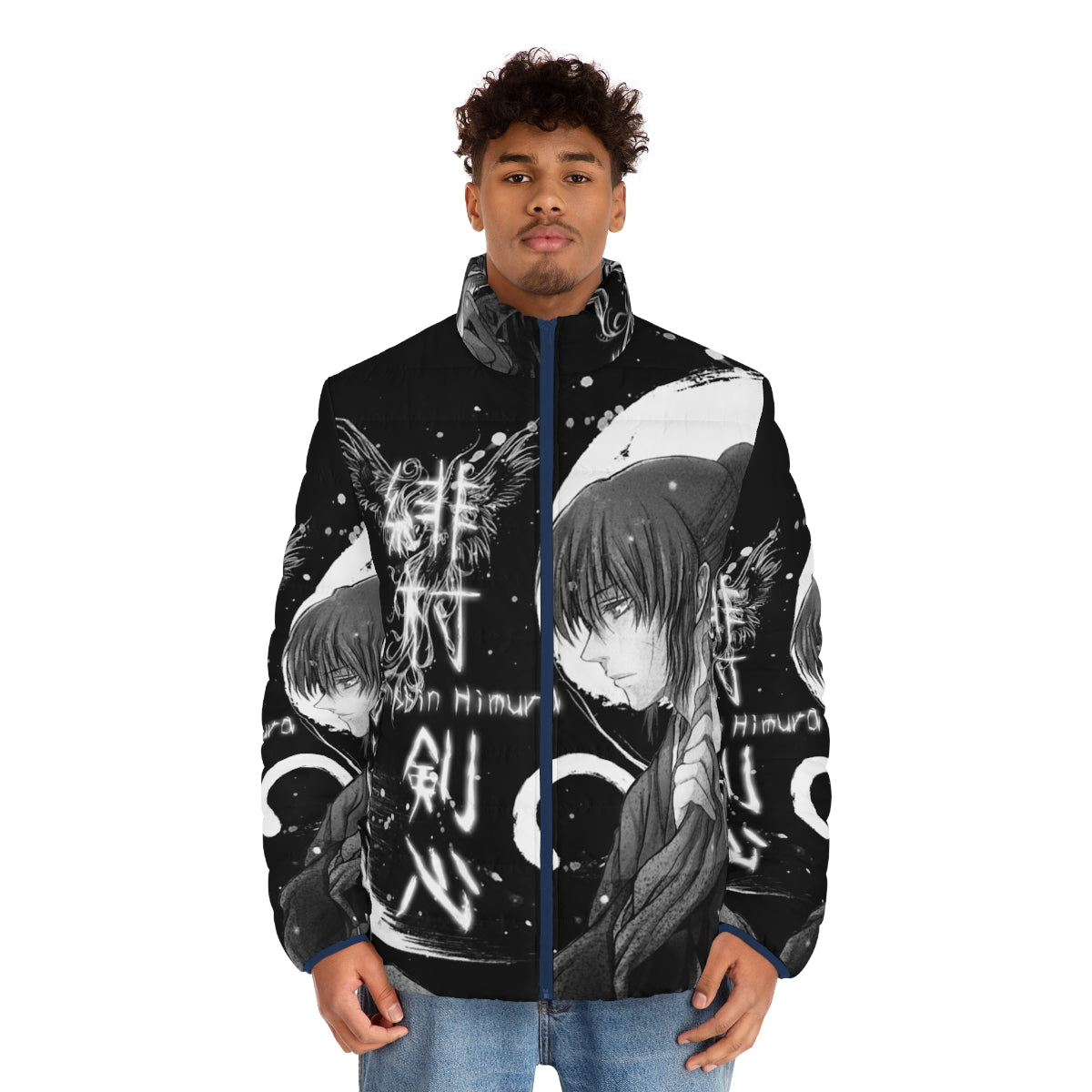 Quiet Snow Puffer Jacket with Japanese Inspired Anime Design - men front